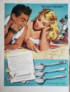 Arte de pared efímero anuncio impreso de cubiertos comunitarios vintage 1947 decoración - Imagen 1 de 1