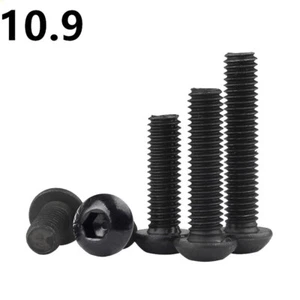 Black 10.9 Steel Hex Socket Button Head Screws Allen Bolts M2 M2.5 M3 M4 M5 - Picture 1 of 12