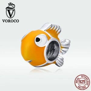 Voroco 925 Oxidized Silver DIY Charm Pav¨¦ CZ Enamel Clownfish Women Bracelet - Picture 1 of 11