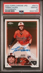 2023 Topps Chrome Update Auto #RATV Terrin Vavra RC Orioles PSA 10 - Picture 1 of 2