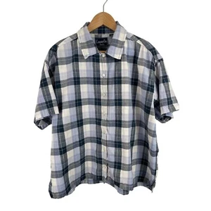 Company One Women Blue/Lavender Plaid Button Up Short Sleeve Womens SIze 2X - Picture 1 of 8