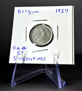 Belgium Coin - 1927 50 Centimes - Low Mintage Nickel Coin KM# 87 - Picture 1 of 2