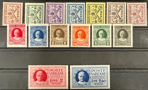 Vatican City #Mi1-Mi15 MNH 1929 Papal Arms Pius [1-13 E1-E2] Cover