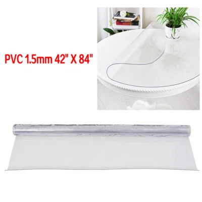 Transparent Plastic Table Cover PVC Tablecloth Protector Pad Desk Mat 42 "X 84" - Image 1 of 4