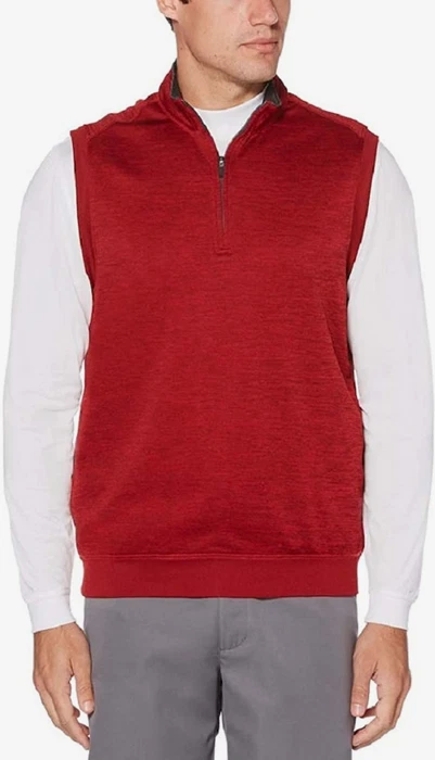 Grand Slam Men's Water-Repellent Fleece 1/4 Golf Vest,Dark Red Heather,X-Large - Image 1 of 1