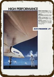 1985 AIR FRANCE Airlines CONCORDE Jet Vintage-Look DECORATIVE REPLICA METAL SIGN - Picture 1 of 1