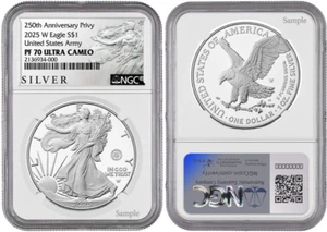 2025 W Silver Eagle $1 United States Army Privy NGC PF70 UCAMEO #432 - Picture 1 of 1