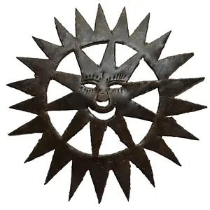 Rustic Metal Happy Sun Face VTG Folk Art Mexican Style Wall Decor 6.5 Signed H-B - Picture 1 of 8