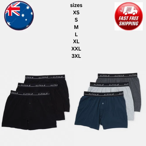 Alpha Mens Black 3 Pack Boxers Sizes XS - 3XL - image 1 of 1