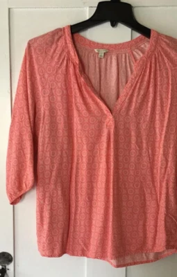Blusa Top Mujer Sonoma Campesina BOHO LRG Melocotón Salmón Rosa Coral Excelente Foto 1 de 4