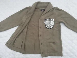 RRL Ralph Lauren Cardigan Cotton Knit Shawl Collar Crest Patch Sweater Large - Picture 1 of 6