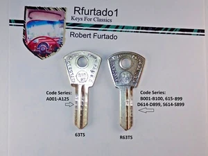 Schlüsselrohling für Alfa Romeo, Fiat, & andere italienische im Armaturenbrett Zündungen 50er 60er 63TS - Bild 1 von 5