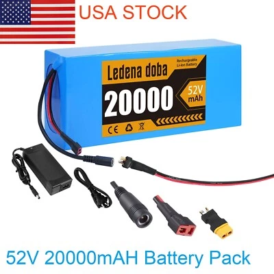FOTEGLEWABI 52V 20Ah Lithium ebike Battery for 200W-1500W ebike Bicycle Electric Scooter 30A