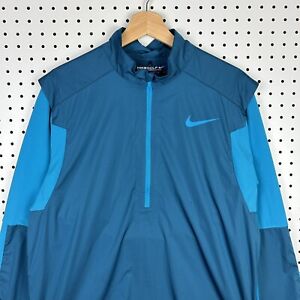 Nike Golf Hyperadapt Shield Wind 1/2 Zip Pullover Jacket 683068-496 Blue Medium