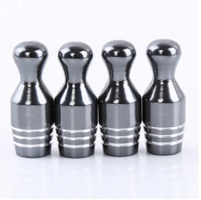 4件装通用铝制保龄球针轮胎阀杆盖灰色适用于汽车卡车 — 第 1/4 张图片