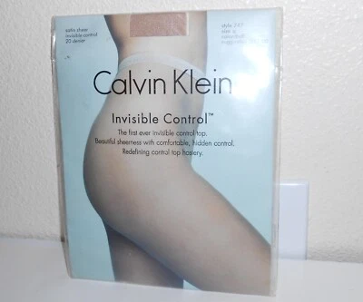 Calvin Klein Invisible Control Size A Buff Satin Sheer Control Top Pantyhose - Image 1 of 2