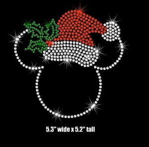 5.3" Christmas Santa clear Minnie Mickey iron on rhinestone transfer your color - Picture 1 of 5