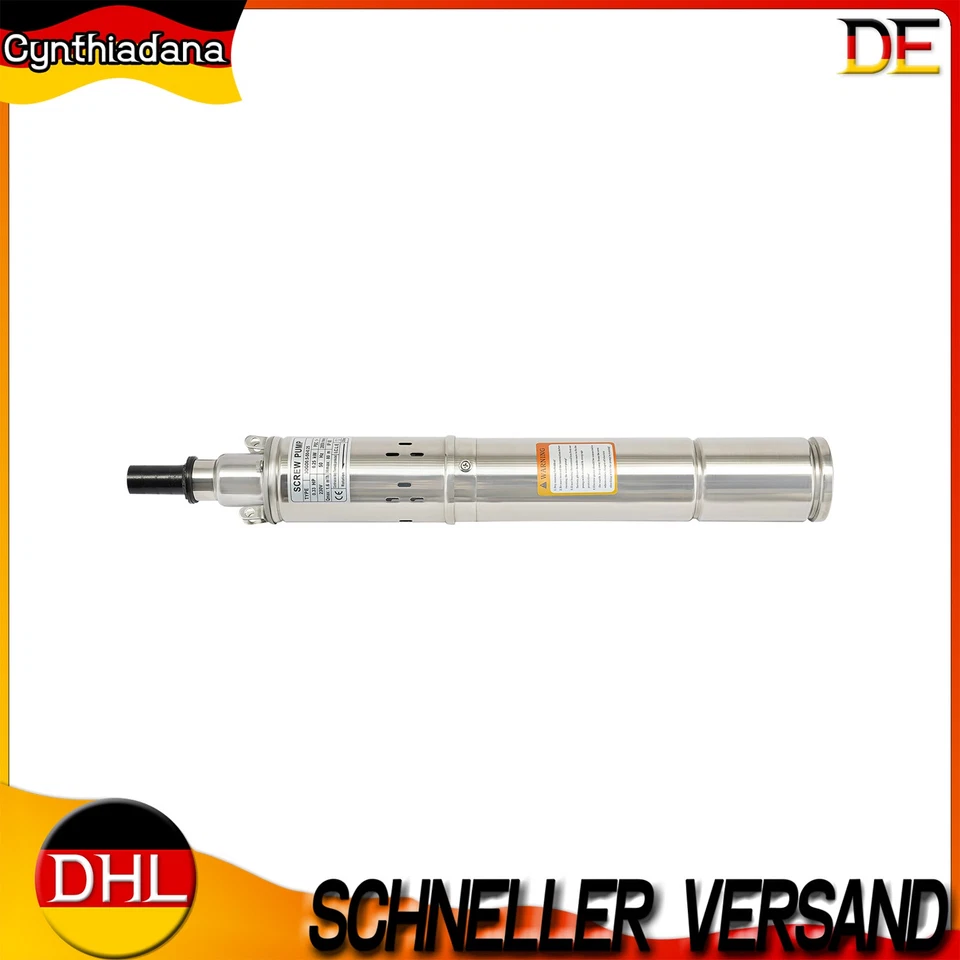 MARKENLOS Brunnenpumpe Tiefbrunnenpumpe 3 Zoll Sandverträglich 1600 L/h Pumpe 0.25 kW