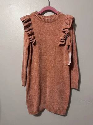 Vestido Suéter Jessica Simpson Niñas Óxido Chenille Volantes Manga Larga Talla 7-8 Foto 1 de 4