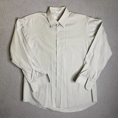 Camisa Luciano Barbera Para Hombre XL Beige Gris A Cuadros Abotonada Larga SL Algodón Informal Foto 1 de 4