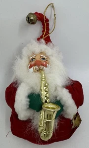 Decorazione Babbo Natale Kurt Adler con sax anni 90 peluche Babbo Natale vintage Natale Roly-Poly - Foto 1 di 13