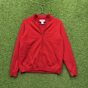 Vintage PENDLETON Merino Wool Sweater Womens Medium Red Full Zip Up Holidays - Picture 1 of 8
