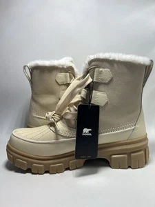 Mujer Sorel Talla 7 Tivoli Impermeable Piel Botas Beige ¡Nuevas! - Imagen 1 de 6