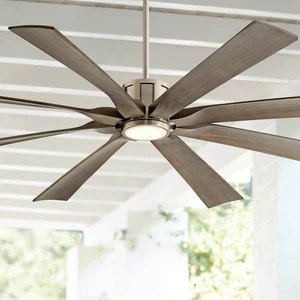 70" Outdoor Ceiling Fan with Light LED Remote Nickel Damp Rated for Patio Porch - Picture 1 of 8