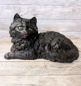 Tope de puerta vintage de hierro fundido para gato negro con ojos verdes - Imagen 1 de 10