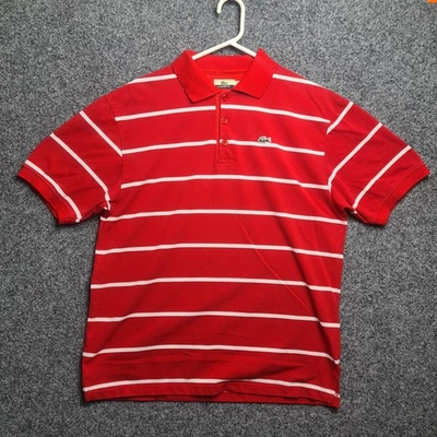 Lacoste Men's Red Striped Polo Shirt Size XL 100% Cotton Classic Fit - image 1 of 4
