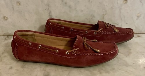 Mocassini Clarks Artisan in pelle rossa Dunbar Racer taglia 9m leggermente indossati
