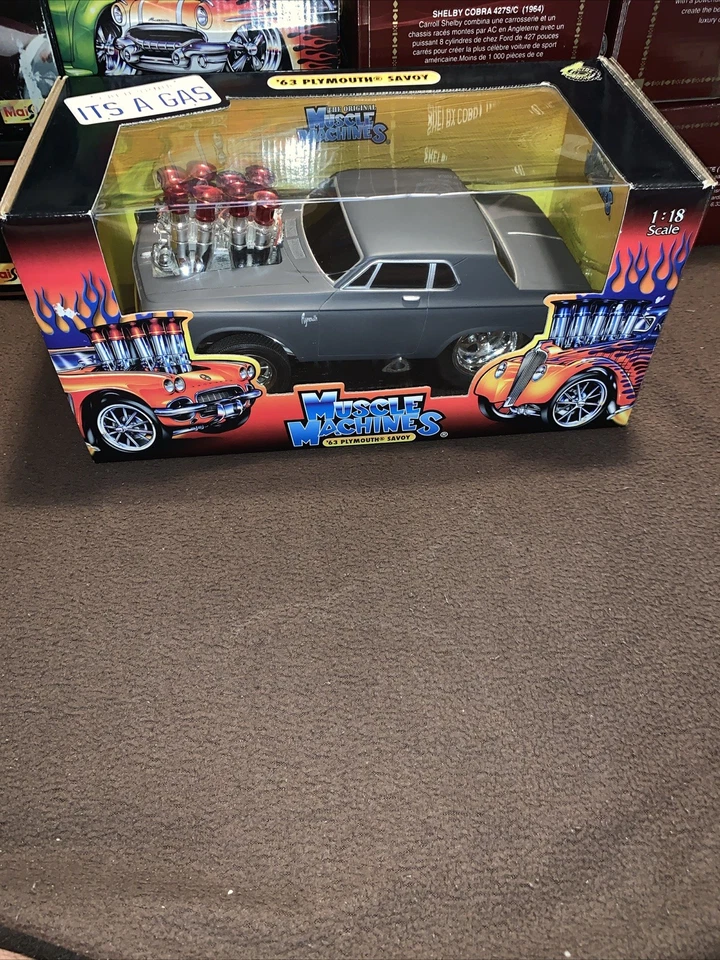 1963 Plymouth Savoy Muscle Machines 1:18 Die Cast Flat Grey VHTF - Image 1 of 4