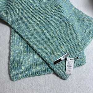 Talbots Scarf Knit Cotton Blend Aqua Yellow Multifunctional Neckwarmer 11x72 New - Picture 1 of 7