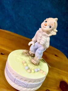 Kitschy Ceramic Collectable Lefton Cute Pastel Clown Musical Figurine Music Box - Picture 1 of 9