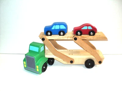 Camión de madera de juguete clásico Melissa & Doug y 2 autos #4096 madera Foto 1 de 4