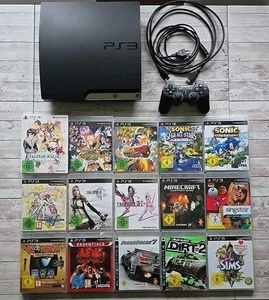 PlayStation 3 Konsole PS3 Slim - Schwarz Cech-2504B mit 15 TOP Spielen Bundle - Bild 1 von 3