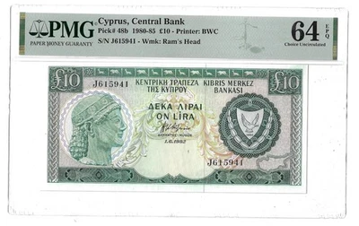 Cyprus, 10 Pounds, 01.06.1982, 64EPQ PMG  Banknote,  Pick 48b - Image 1 of 4