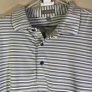 Camisa Polo Peter Millar Hombre XL Gris Marino Rayas Golf Verano Comodidad - Imagen 1 de 11