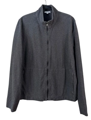 James Perse Men's Zip Up Heathered Knit Jacket in Heather Charcoal Size 4 XL - Image 1 of 3