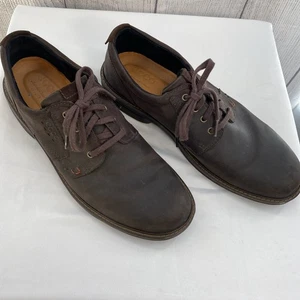 ECCO Turn GTX Leather Oxford Shoes Mens 13 EU 47 Brown Goretex Plain Toe Nubuck - Picture 1 of 12