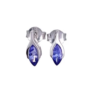 9ct White Gold Tanzanite Earrings Minimalist Marquise Natural Blue Gemstones - Picture 1 of 12