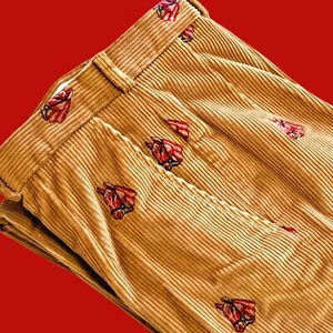 Vintage Preppy Horse Embroidered Corduroy Pants David Brooks Women's Size 10 - Picture 1 of 7