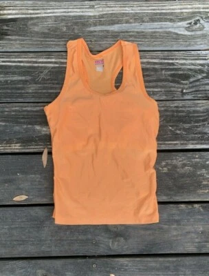 Sujetador sin mangas deportivo Dri-Fit de compresión naranja Soffe espalda deportiva incorporado pequeño Foto 1 de 4