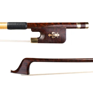 Selected Snakewood 4/4 Cello Bow W/ Fleur de Lis Snakewood Frog Cello Bow - Picture 1 of 8