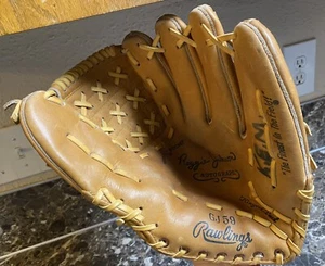 Rawlings GJ59 Baseball Glove Mitt Reggie Jackson Leather RHT 12" Wing Tip Used - Picture 1 of 10