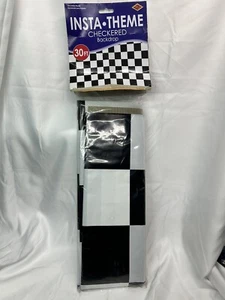 4’ X 30’ Party Banner Checkered Flag Cosplay Photography Backdrop Black & White - Picture 1 of 4