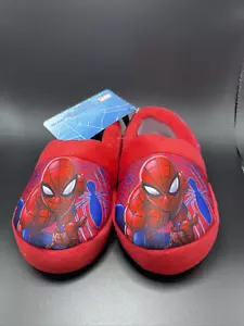 Marvel Spiderman Web Action Plush Kids Foam Slippers Size 7/8 Non Slip Bottom - Picture 1 of 3
