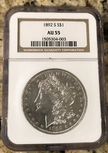1892 s morgan silver dollar ngc AU55 - Picture 1 of 2