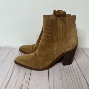 Sartore Paris Brown Suede Western Heeled Ankle Boots - Picture 1 of 11