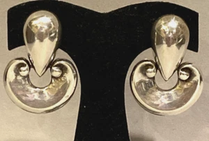 VTG VON MUSULIN~STERLING DOORKNOCKER MCM Iconic Etruscan Huge Clip-On Earrings - Picture 1 of 11